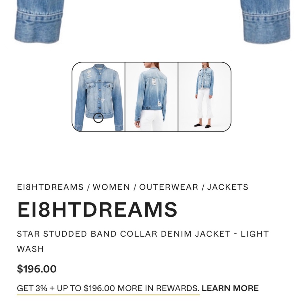 EI8HTDREAMS  STAR STUDDED BAND COLLAR DENIM JACKET - LIGHT BLUE - Picture 10 of 16